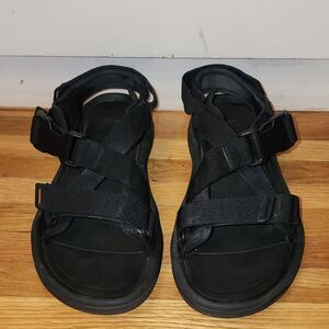 Teva Mens Black Hurricane XLT2 Vegan Buckle Orthotic Arch Support Sandals 10